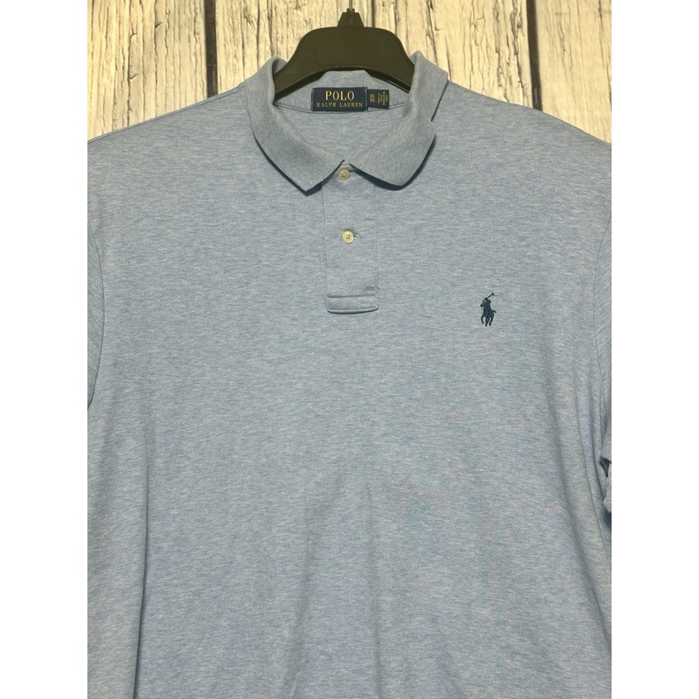 Polo Ralph Lauren Shirt Men's XL Heather Blue Soft Touch 100% Cotton Pony Stain* - Picture 1 of 9
